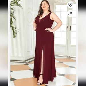 Ever PrettyPlus Size Sleeveless High Slit Formal Chiffon Dress NWT Sz 26